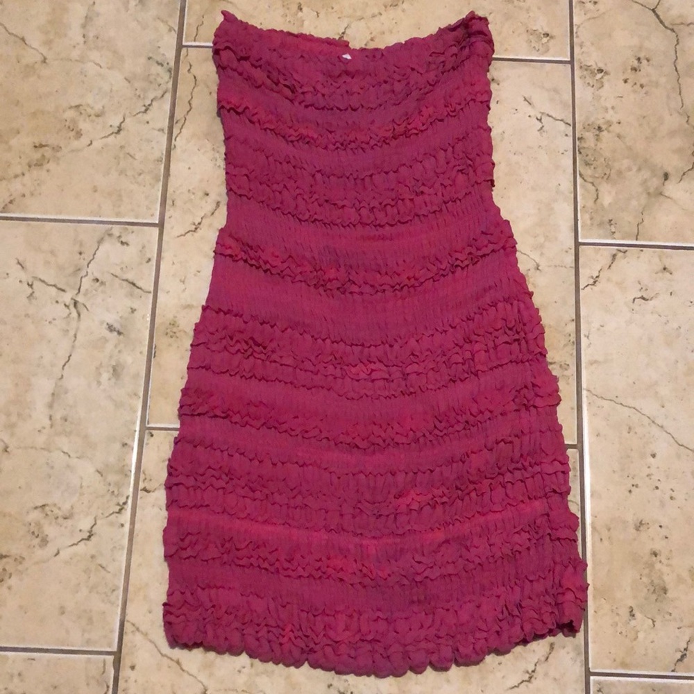 Yoana Baraschi Strapless Ruched Dress, Bright Pink - SAMPLE